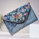 Grey Beaded Cotton Bird Design Sling Bag For Women 